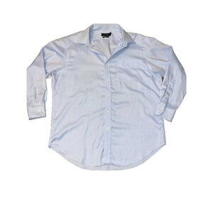 Lauren Ralph Lauren Mens Shirt Size 17 Blue Non Iron Button Up Long‎ Sleeve